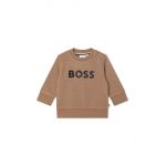BOSS bluza copii culoarea bej, cu imprimeu