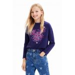Desigual longsleeve din bumbac pentru copii culoarea albastru marin