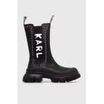 Karl Lagerfeld cizme de piele TREKKA MAX KC femei, culoarea negru, cu platforma, KL43591