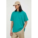 Levi's tricou din bumbac culoarea verde, neted