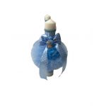Lumanare de botez, cu tull rotund si plus aplicat, bleu