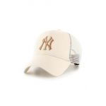 47brand șapcă MLB New York Yankees culoarea bej, cu imprimeu  B-BRANS17CTP-NTE