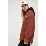 Billabong camasa femei, culoarea maro, cu guler clasic, relaxed