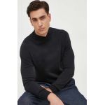 North Sails pulover din amestec de lana barbati, culoarea negru, light, cu turtleneck