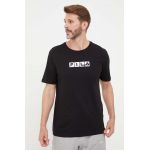 Fila tricou din bumbac culoarea negru, cu imprimeu