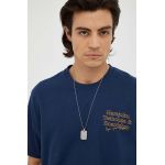 Les Deux tricou din bumbac culoarea albastru marin, cu imprimeu