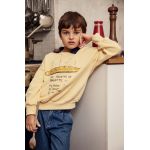 Mini Rodini hanorac de bumbac pentru copii culoarea galben, cu imprimeu