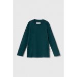 Abercrombie & Fitch longsleeve copii culoarea verde, neted