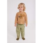 Bobo Choses longsleeve din bumbac pentru bebeluși culoarea maro, cu imprimeu