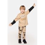 Coccodrillo pantaloni de bumbac pentru copii culoarea bej, modelator