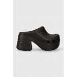 Crocs papuci Siren Clog femei, culoarea negru, cu toc drept 208547