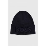 Boss Orange caciula din amestec de lana BOSS ORANGE culoarea albastru marin, din tricot gros