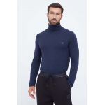 Emporio Armani Underwear longsleeve lounge culoarea albastru marin, neted