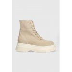Steve Madden bocanci din piele intoarsa Gaja femei, culoarea bej, cu platforma, SM11002672