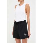 adidas by Stella McCartney pantaloni scurți din bumbac Terry culoarea negru, uni, high waist IK9093