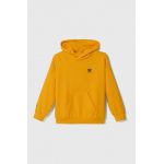 adidas Originals bluza copii culoarea portocaliu, cu glugă, cu imprimeu