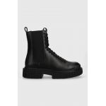Armani Exchange botine femei, culoarea negru, cu toc plat, XDM011.XV745.00002
