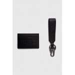 HUGO card holder din piele si breloc culoarea negru