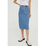 Levi's fusta cu doua fete culoarea albastru marin, midi, drept