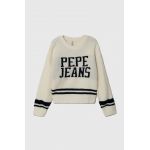 Pepe Jeans pulover pentru copii din amestec de lana culoarea bej, călduros