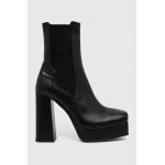 Karl Lagerfeld Jeans ghete chelsea de piele STAK HEEL II femei, culoarea negru, cu toc drept, KLJ93140