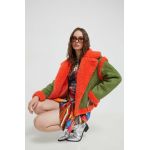 Moschino Jeans geaca femei, culoarea verde, de tranzitie, oversize