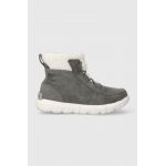 Sorel pantofi de piele intoarsa EXPLORER NEXT CARNIVAL W culoarea gri, cu toc plat, izolat, 2058891052