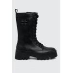 Tommy Jeans bocanci de piele TJW FASHION LACE UP femei, culoarea negru, cu platforma, EN0EN02296