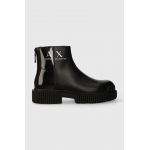 Armani Exchange botine femei, culoarea negru, cu platforma, XDM009.XV742.K001