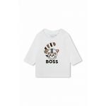 BOSS longsleeve bebelusi culoarea alb, cu imprimeu