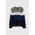 Emporio Armani pulover de lână pentru copii culoarea gri