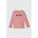 United Colors of Benetton longsleeve din bumbac pentru copii culoarea roz