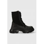Karl Lagerfeld bocanci TREKKA MAX KC femei, culoarea negru, cu toc plat, KL43573