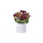 Aranjament floral, in ghiveci din ceramica, H 20, model crizantema, culoare grena / ZTS 8056_1 Engros