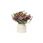 Aranjament floral, in ghiveci din ceramica, H 20, model crizantema, culoare mov / ZTS 8056_2 Engros