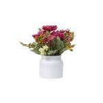 Aranjament floral, in ghiveci din ceramica, H 20, model crizantema, culoare roz / ZTS 8056 Engros
