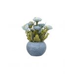 Aranjament floral, in ghiveci din ceramica, H 20, model trandafiri, culoare ghiveci albastru / ZTS 8057_2 Engros