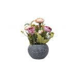 Aranjament floral, in ghiveci din ceramica, H 20, model trandafiri, culoare ghiveci gri / ZTS 8057 Engros