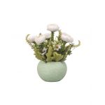 Aranjament floral, in ghiveci din ceramica, H 20, model trandafiri, culoare ghiveci verde/ ZTS 8057_3 Engros