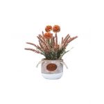 Aranjament floral, in ghiveci din ceramica, H27 crizantema si lavanda, culoare portocaliu / ZTS 8054_3 Engros