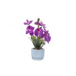 Aranjament floral in ghiveci din ceramica, model orhidee, H 37cm, culoare fucsia / ZTS 8055_1 Engros