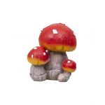 Ciuperca decorativa pentru gradina, din rasina, H 20cm, cu 2 pui / ZTS 8068 Engros
