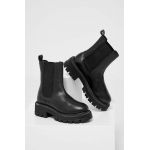 Answear Lab ghete chelsea de piele femei, culoarea negru, cu toc plat