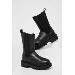 Answear Lab ghete chelsea de piele X limited collection NO SHAME femei, culoarea negru, cu toc plat