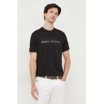 Armani Exchange tricou din bumbac culoarea negru, cu imprimeu