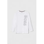 BOSS longsleeve copii culoarea alb, cu imprimeu