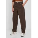 Mos Mosh pantaloni femei, culoarea maro, lat, high waist