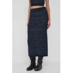 Sisley fusta culoarea albastru marin, midi, creion