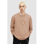 AllSaints longsleeve din bumbac TIERRA CREW culoarea maro, cu imprimeu