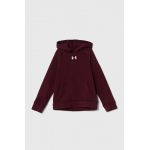 Under Armour bluza copii UA Rival Fleece culoarea bordo, cu glugă, cu imprimeu